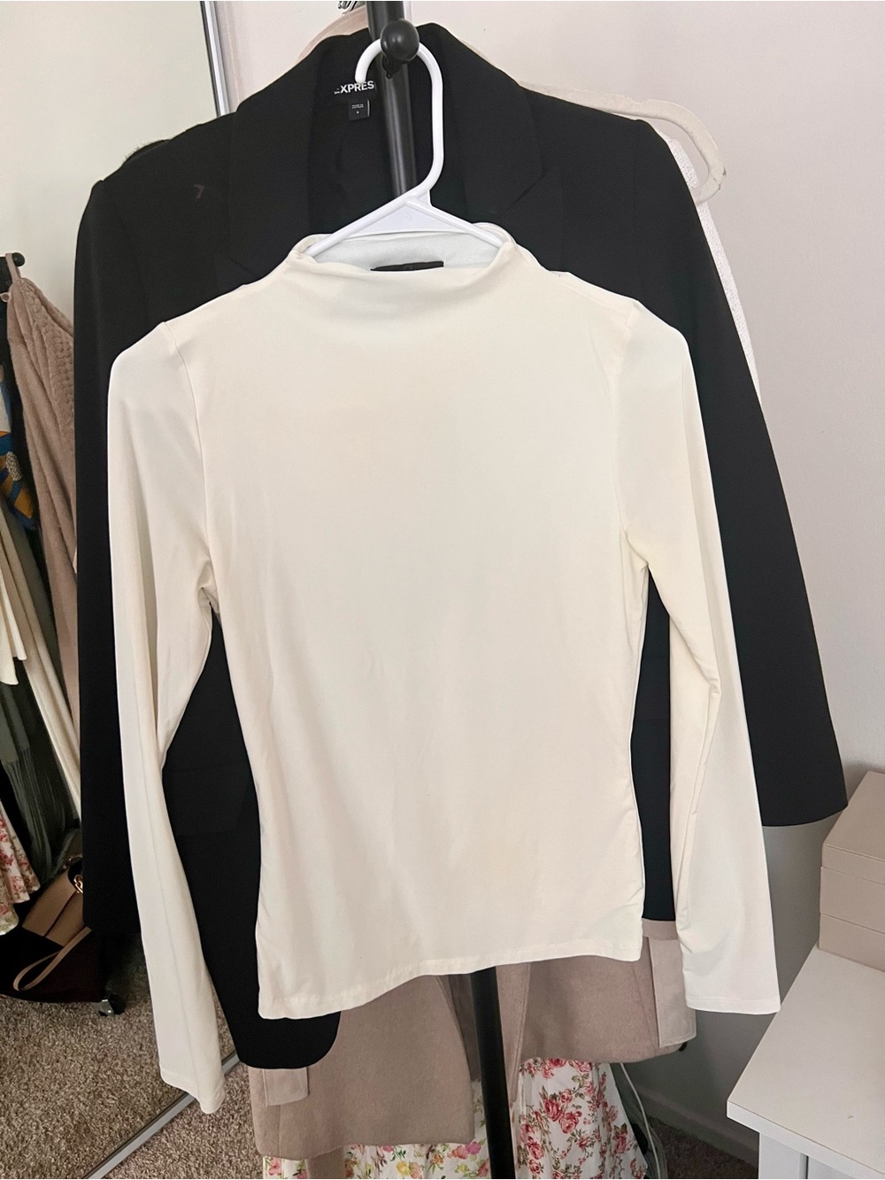Ivory Long Sleeve Mock Neck Top